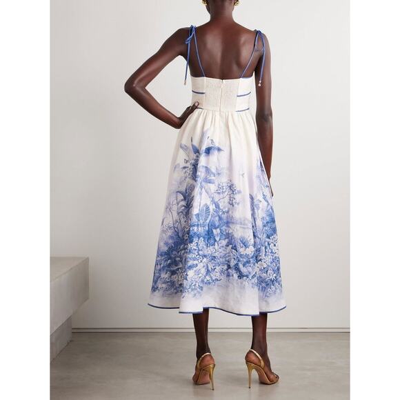 New With Tags ❤️Zimmermann Linen Floral Midi Dress❤️ - Picture 3 of 3